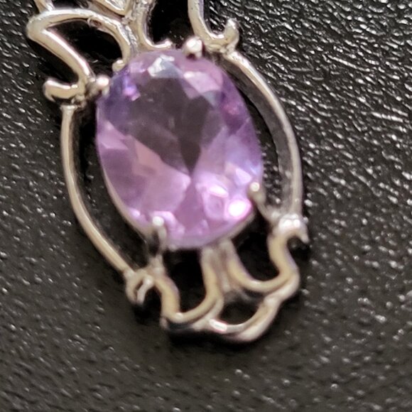 February's Birthstone Amethyst Necklace Sterling Silver Stamped (925) - Picture 12 of 15